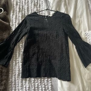 H&M size 2 Black Lace Blouse with Umbrella Sleeves